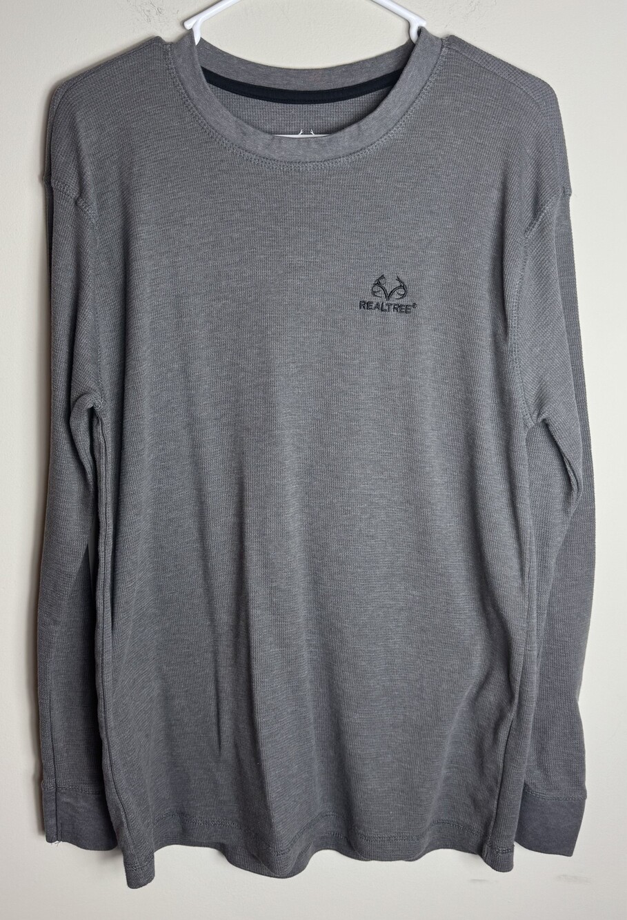 Realtree Men's Crewneck Thermal Gray Long Sleeve X-Large Cotton Blend